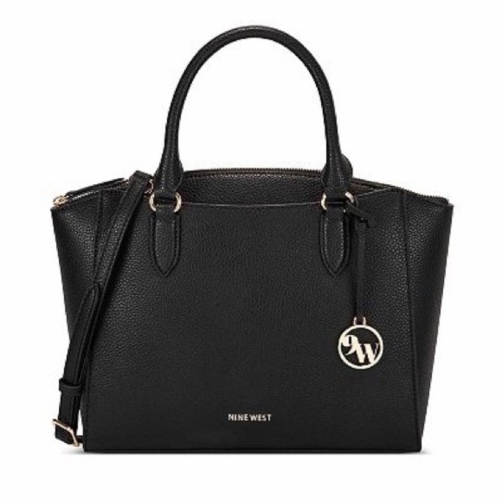 Nine West Josie Jet Set Faux Leather Satchel Handbag with Crossbody Strap